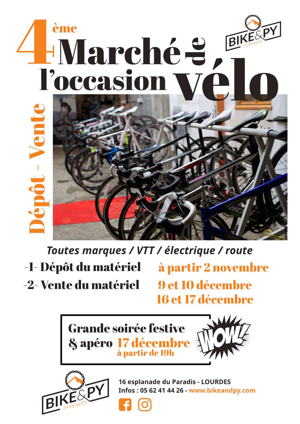 3ème marché de l'occasion - dépot - vente de vélos d'occasion -vélo de route - vtt - vélo électrique - vélo de ville à Lourdes dans les Hautes-Pyrénées