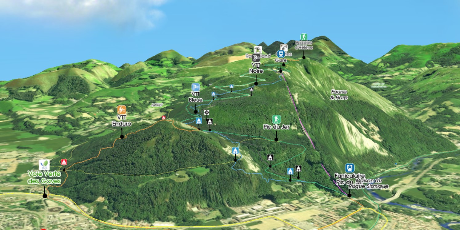 Bike Park Pic du Jer, plan des pistes Lourdesa